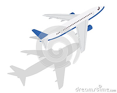 Modern Isometric Blue Commercial Airplane Air Transportation Illustration Vector Illustration