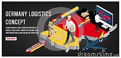 Modern isometric concept of Germany Logistics Vector Illustration