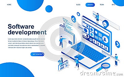 Modern isometric design concept of Software Development for website and mobile website development. Vector Illustration