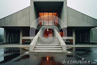 Modern Japandi-Style Architecture. Generative AI Stock Photo