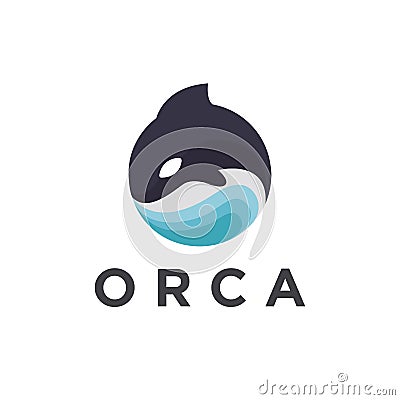 Modern jumping orca killer whale logo icon vector Vector Illustration