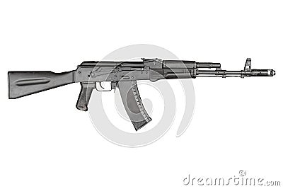 Modern kalashnikov AK 74 assault rifle isolated on white background Stock Photo