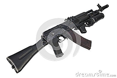 modern kalashnikov AK 74M assault rifle with underbarrel grenade launcher Stock Photo