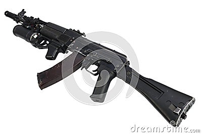 modern kalashnikov AK 74M assault rifle with underbarrel grenade launcher Stock Photo