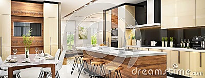 Modern kitchen in big house Stock Photo