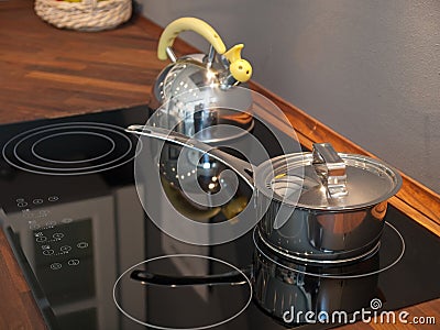 Modern kitchen ceramic stove Stock Photo
