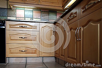 Modern Kitchen Cupboards Stock Photo
