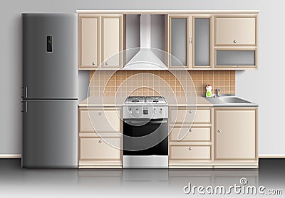 Modern Kitchen Interior Composition Vector Illustration