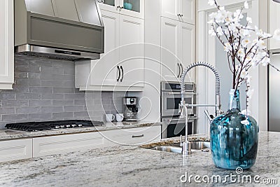 Modern kitchen with stone countertop Stock Photo