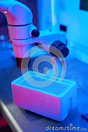 Modern laboratory devices for preparing biomaterial for freezing Stock Photo