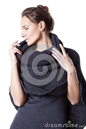 Modern lady wearing oversized clothes Stock Photo