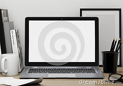 Modern lap top template mock up background Editorial Stock Photo