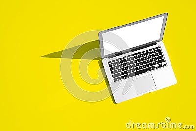a modern laptop computer on the tabl on the color background Editorial Stock Photo