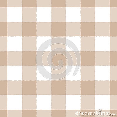 Modern large scale warn neutral vector gingham seamless pattern, textured checked plaid print tile Vector Illustration
