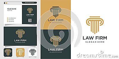 Modern law firm logo and business card design. gold, firm, law, icon justice, business card, Premium Vector Vector Illustration