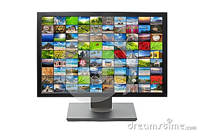 Modern LCD HDTV screen isolated Stock Photo