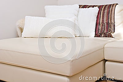 Modern leather couch sofa Stock Photo