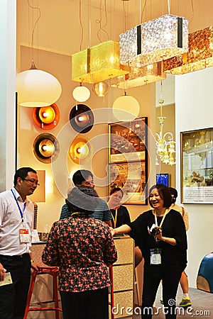 Modern LED lighting shopï¼ŒIn lighting Commercial exhibition,Canton ,China,lighting fair Editorial Stock Photo