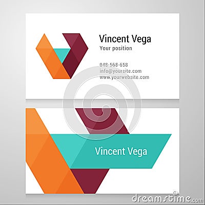 Modern letter V Business card template Vector Illustration