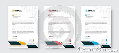 Modern letterhead design template with color variation bundle. Creative letterhead design template for your business. Abstract Vector Illustration