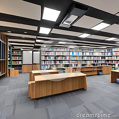 A modern library with flexible spaces that cater to various learning styles and information needs1 Stock Photo