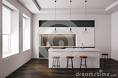 Modern light kitchen interior Stock Photo