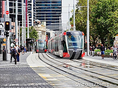 Modern Light Rail Trams, Sydney, NSW, Australia Editorial Stock Photo