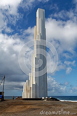 Modern lighthouse at Punta de Hidalgo Editorial Stock Photo