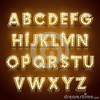 Modern lighting alphabet set Vector Illustration