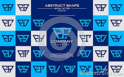 Modern line abstract trapezium letter F FF logo design set Vector Illustration