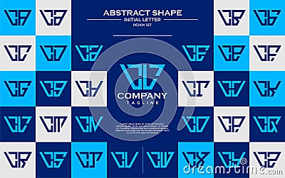 Modern line abstract trapezium letter L LL logo design set Vector Illustration