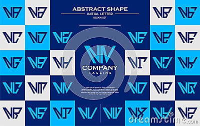 Modern line abstract trapezium letter N NN logo design set Vector Illustration