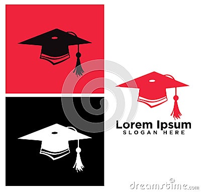 modern line art creative company logo hat education white logo sample Vector Illustration