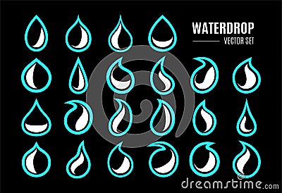 Modern line fresh aqua water droplet icon design set Vector Illustration