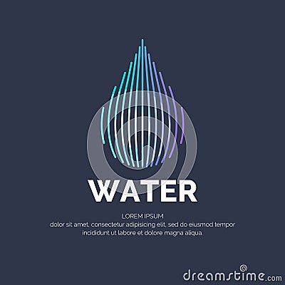 Modern line vector logo of the water drop Vector Illustration