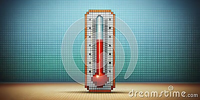 Modern Linear Thermometer Design for Digital Applications PixelPerfect Editable and Scalable Vector Art with 32x32 and Stock Photo