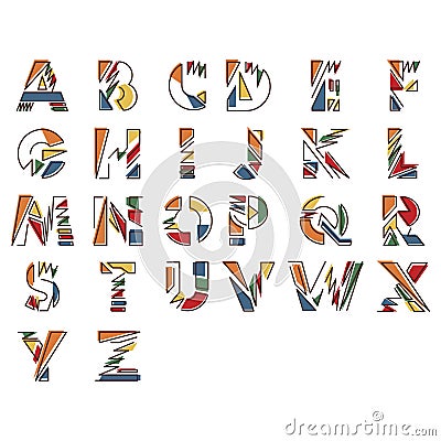 Modern linear typographic alphabet in a set Stock Photo