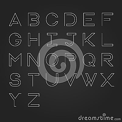 Modern linear uppercase alphabet design,Minimalist style. Vector Illustration