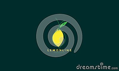 Modern lines art yellow colorful lemon fruit logo design vector icon symbol illustration Vector Illustration