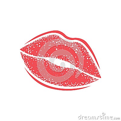 Modern Lips prints on a white background. Vector womans girl lipstick kiss mark. Vector Illustration