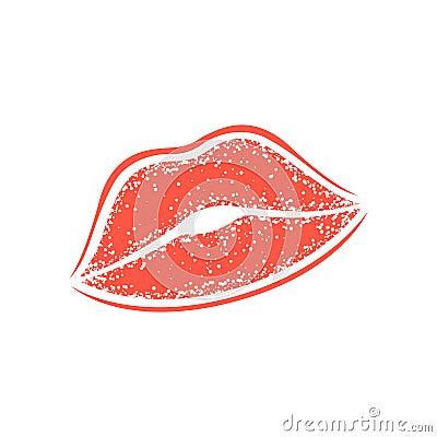 Modern Lips prints on a white background. Vector womans girl lipstick kiss mark. Vector Illustration