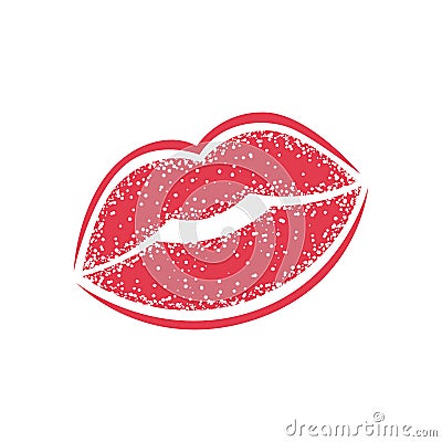 Modern Lips prints on a white background. Vector womans girl lipstick kiss mark. Vector Illustration