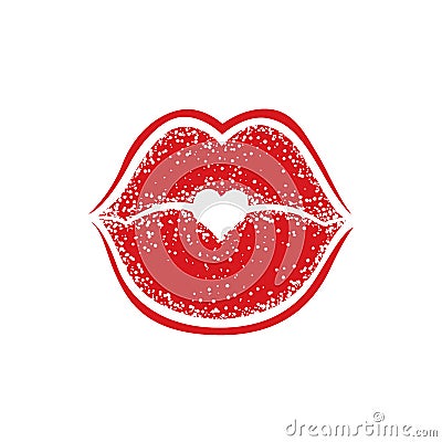 Modern Lips prints on a white background. Vector womans girl lipstick kiss mark. Vector Illustration