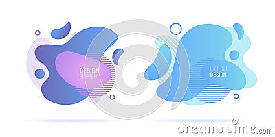 Modern liquid abstract geometric shapes. Futuristic trendy dynamic fluid elements. Abstract gradient shapes. Cartoon Illustration