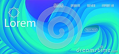 Modern Liquid Flow Banner. Landing Page, Blue, Purple Background. Neon Color Vector Illustration