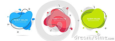 3 Modern liquid irregular amoeba blob shape abstract elements graphic flat style design fluid vector illustration set Vector Illustration
