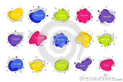 Modern liquid irregular amoeba blob shape abstract elements graphic flat style design fluid vector illustration set Vector Illustration