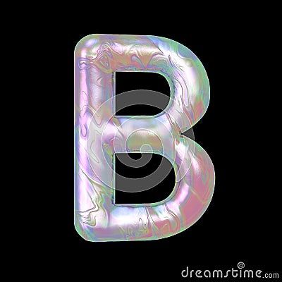 Modern Liquid Marble Holographic 3D illustration Letter B Uppercase Cartoon Illustration