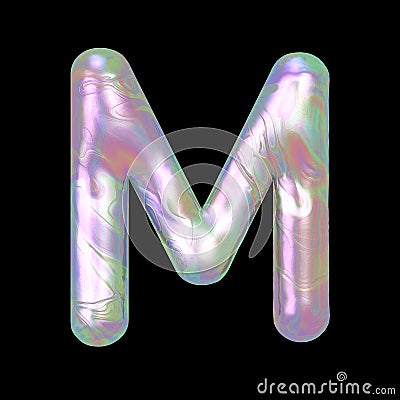 Modern Liquid Marble Holographic 3D illustration Letter M Uppercase Cartoon Illustration