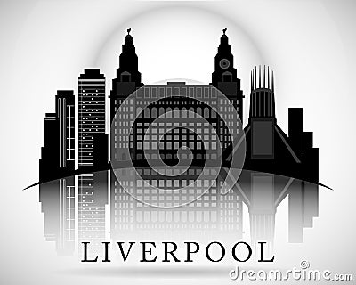 Modern Liverpool City Skyline Design. England Vector Illustration